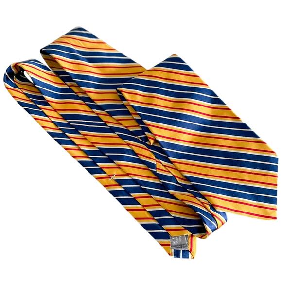 Hickey Freeman 100% silk power striped tie necktie orange blue 4" w - Picture 5 of 6